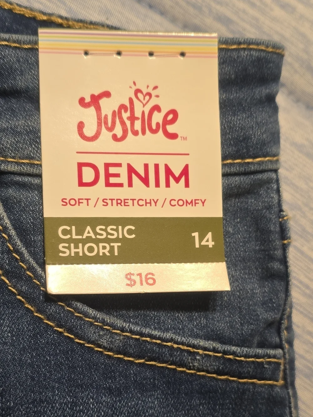 Justice Denim Classic Frayed Hem Denim Shorts - Blue